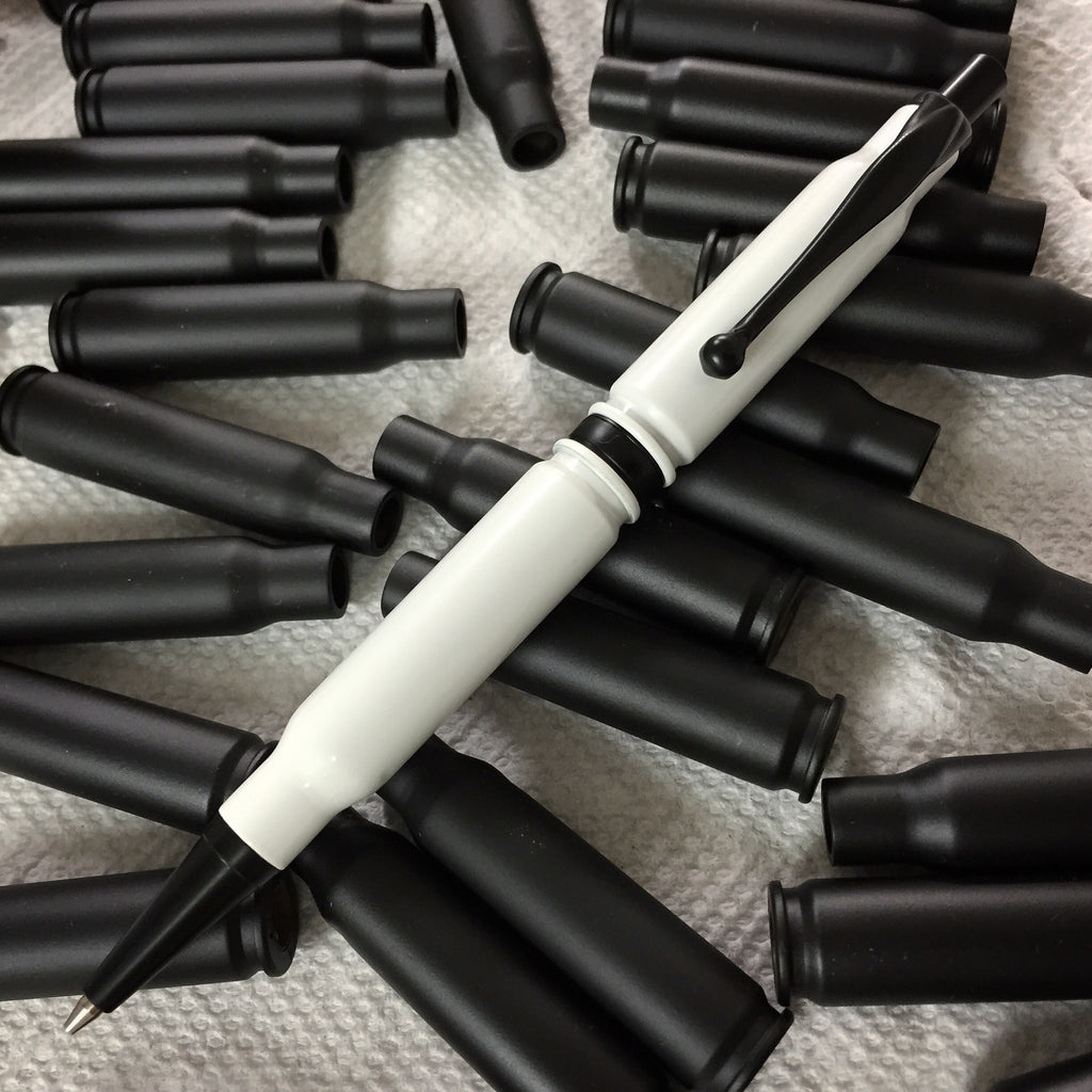 Real Bullet Pen with White Cerakote