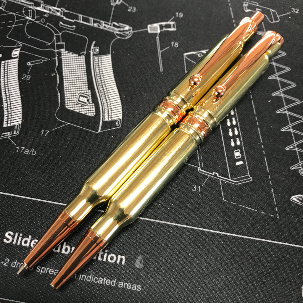 High Caliber Craftsman - 308 Brass Bullet Pen and Bullet Pencil Set